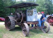 A 1920 International Harvester tractor, showing features inherited from earlier steam tractor designs.