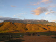 Monte Roraima, a tepui in Canaima National Park in southeastern Venezuela. The park lies atop the Guiana Shield; its Precambrian geological formations rank among the world's oldest.