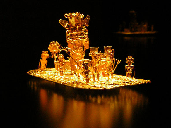 Image:Muisca raft Legend of El Dorado Offerings of gold.jpg