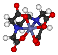 EDTA chelates an octahedrally-coordinated Co3+ ion in [Co(EDTA)]&minus;