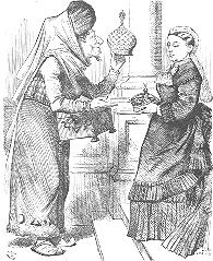 An 1876 political cartoon of Benjamin Disraeli (1804&ndash;1881) making Queen Victoria Empress of India. The caption was "New crowns for old ones!".