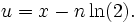 \,u = x - n\ln(2).