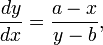 
\frac{dy}{dx} = \frac{a-x}{y-b},
