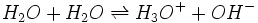 H_2O + H_2O \rightleftharpoons  H_3O^+ + OH^-
