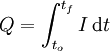 Q = \int_{t_o}^{t_f} I\, \mathrm{d}t 
