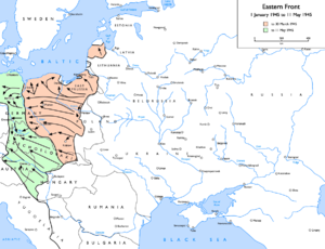 Soviet advances from 1 January 1945 to 7 May 1945: &nbsp;&nbsp;&nbsp;&nbsp;&nbsp;to 30 March 1945 &nbsp;&nbsp;&nbsp;&nbsp;&nbsp;to 11 May 1945