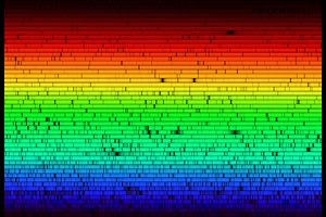 Extremely high resolution spectrum of the Sun showing thousands of elemental absorption lines (fraunhofer lines)