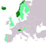 European Free Trade Association member states. Former member states, now European Union member states.