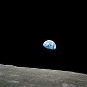 Earthrise over the Moon, Apollo 8, NASA. This image helped create awareness of the finiteness of Earth, and the limits of its natural resources.