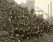 Miners at the Tamarack Mine in Copper Country, Michigan, USA in 1905.