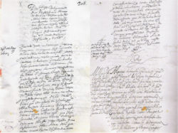 Letter of the King of Spain to Date Masamune (1616). The letter is friendly and asks for the support of the Christian faith, but does not mention trade, in spite of Date Masamune's own request (draft, preserved in the Seville archives, Archivo General de Indias).