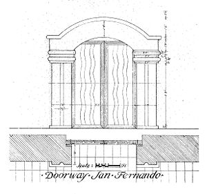 Architectural historian Rexford Newcomb sketched this pair of doors, which display the Spanish "River of Life" pattern, at Mission San Fernando Rey de Espa&ntilde;a in 1916.