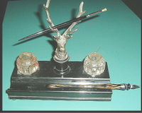 Inkpots and deer antler for penholders