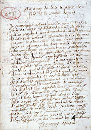 Holographic will handwritten by Fermat on March 4, 1660 &mdash; kept at the Departmental Archives of Haute-Garonne, in Toulouse