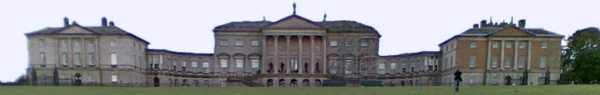 The North Front of Kedleston Hall "has been described as 'the grandest Palladian fa&ccedil;ade in Britain, and with few rivals anywhere in the world'".