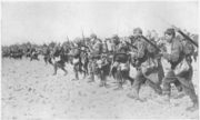 A French bayonet charge in World War I. Trusting in the bayonet as the "superior weapon" and believing that the &eacute;lan of the French soldier would carry the day, Plan XVII sent thousands to their deaths during the Battle of the Frontiers. 20th century warfare had dawned with a frightful jolt as commanders on both sides attempted to restore some form of tactical mobility.