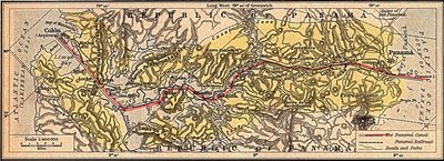 This elevation map of the Panama Canal, prepared in 1923, shows the topology of the region through which the canal was cut.