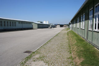 The Mauthausen parade ground &ndash; a view towards the main gate