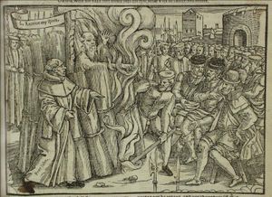 Cranmer&rsquo;s martyrdom, from John Foxe&rsquo;s book (1563)