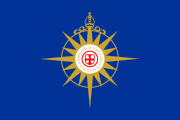 The Anglican Communion uses the compass rose as its symbol, signifying its worldwide reach and decentralized nature. It is surmounted, like ecclesiastical coats of arms, by a bishop's mitre; in the centre is a cross of St. George recalling the communion's origins in the Church of England. The Greek motto, Ἡ ἀ&lambda;ή&theta;&epsilon;&iota;&alpha; ἐ&lambda;&epsilon;&upsilon;&theta;&epsilon;&rho;ώ&sigma;&epsilon;&iota; ὑ&mu;ᾶ&sigmaf; ("The truth will set you free") is a quotation from John 8:32.  It was designed by Edward Nason West, Canon of the Cathedral of St. John the Divine in New York City.