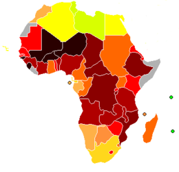 Map of Africa indicating Human Development Index (2004). above 0.950 0.900-0.949 0.850-0.899 0.800-0.849 0.750-0.799 0.700-0.749 0.650-0.699 0.600-0.649 0.550-0.599 0.500-0.549 0.450-0.499 0.400-0.449 0.350-0.399 0.300-0.349 under 0.300 n/a