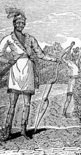 19th-century engraving depicting a Black Seminole warrior of the First Seminole War (1817&ndash;8).