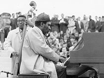 Thelonious Monk at Expo 67, 1967, Montr&eacute;al, Qu&eacute;bec. Bassist Larry Gales seen in background.