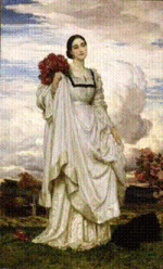Adelaide, wife of the 3rd Earl Brownlow. She and her husband restored many of the Carolean features to Belton, and are largely responsible for the interior as it appears today. The Brownlows were members of The Souls a fashionable salon made up of aesthetic aristocrats. This portrait by Leighton hangs on the staircase at Belton.