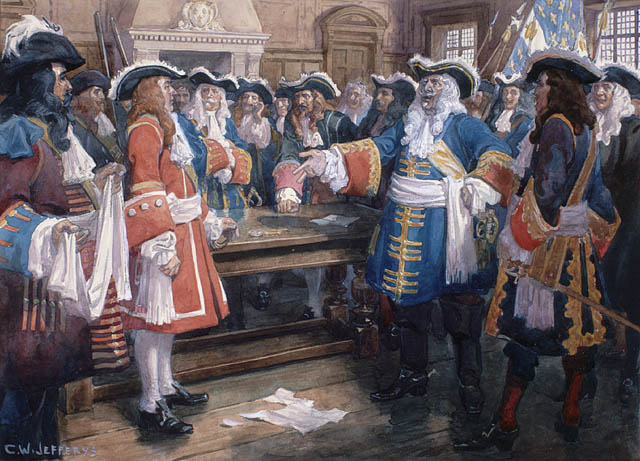Image:Frontenac receiving the envoy of Sir William Phipps demanding the surrender of Quebec, 1690.jpg