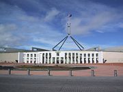 Parliament House in Canberra was opened in 1988 replacing the provisional Parliament House building opened in 1927.