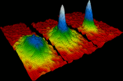 Velocity-distribution data of a gas of rubidium atoms, confirming the discovery of a new phase of matter, the Bose&ndash;Einstein condensate.