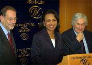 Rice announces brokering of the deal to open Gaza border crossings after a sleepless 48-hour negotiation.