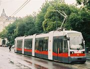 The ULF tram stock, designed by Porsche and built by Siemens boasts an entry height of 180&nbsp;mm (7&nbsp;in), the lowest in the world. Some 150 were in use by the municipal Wiener Linien by 2003, along with around 400 older high-floor models (substitution proceeding)