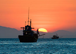 Sunset in the fishing village of Mui Ne on the south-east coast