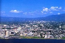 View of the city of Kingston from the Kingston Harbour.