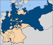 Imperial Germany (1871&ndash;1918) , with the dominant Kingdom of Prussia in blue.