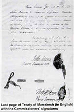 The last page of 1786 treaty of friendship. sealed by Mohammed III of Morocco, Thomas Jefferson and John Adams.