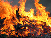 A Juhannus bonfire ("kokko") in M&auml;nts&auml;l&auml;