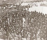 Declaration of the independence in Pärnu on 23 February in 1918. One of the first images of the Republic.