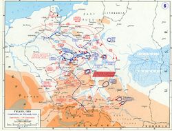 In Poland, fast moving armies encircled Polish forces (blue circles), but the blitzkrieg idea never really took hold &ndash; artillery and infantry forces acted in time-honoured fashion to crush these pockets.