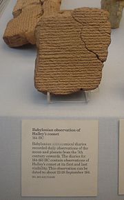 A Babylonian tablet recording the appearance of Halley's comet in 164&nbsp;BC.