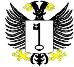 Coat of arms of the town of Berg en Terblijt in the Netherlands, an example of the prolific use of the eagle in European heraldry.