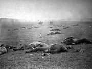 "The Harvest of Death": Union dead on the battlefield at Gettysburg, Pennsylvania, photographed July 5 or July 6, 1863, by Timothy H. O'Sullivan.