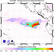 Average concentration of sulfur dioxide over the Sierra Negra Volcano (Galapagos Islands) from October 23&ndash;November 1, 2005