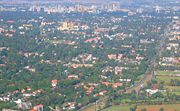 An aerial of Nairobi, the central business district and Ngong Road