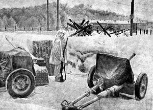 A Soviet soldier in his winter camouflage.