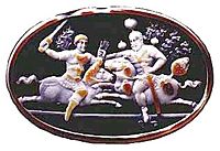 A fine cameo showing an equestrian combat of Shapur I and Valerian in which the Roman emperor is seized, according to Shapur&rsquo;s own statement, &ldquo;with our own hand&rdquo;, in year 256