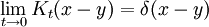 \lim_{t\rightarrow 0} K_t(x-y) = \delta(x-y)