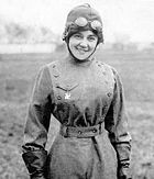 The aviator Matilde Moisant (1878&ndash;1964) wearing a swastika medallion in 1912. The symbol was popular as a good luck charm with early aviators.