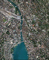Satellite photo of central Z&uuml;rich